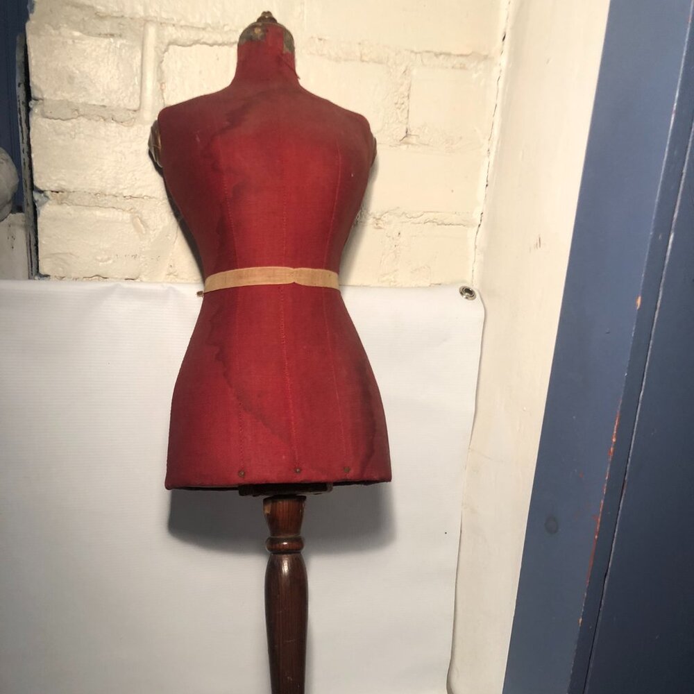 Antique Half Scale Miniature Mannequin Dress Form with Stand for Counter Top